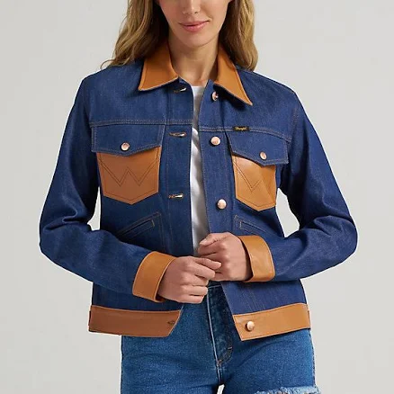 Dr. Scholl's Wrangler Denim Leather Trim Jacket