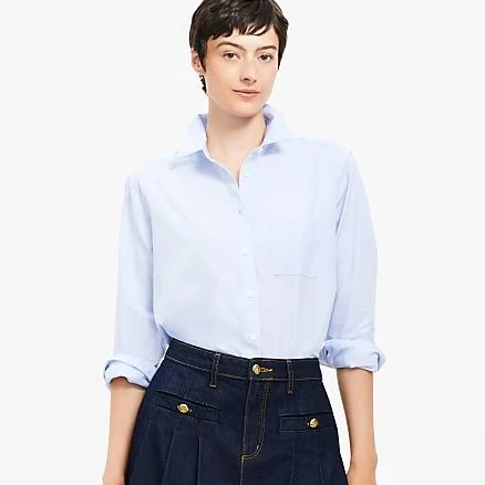 Loft Women's End On End Relaxed Poplin Shirt with Pocket