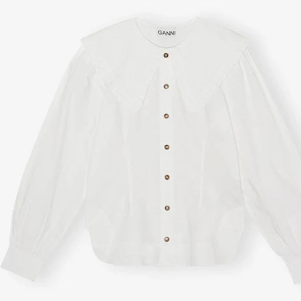 GANNI White Sailor Collar Shirt