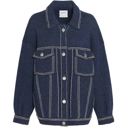 Barrie - contrast-stitching denim-effect jacket - women - Cashmere/Cotton - M/L - Blue