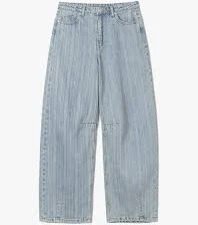 [MILLO WOMEN] Stripe Balloon Jeans - Fade Blue