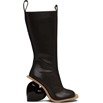 YUME YUME Women's Sculptural Heart-Heel Tall Leather Boots