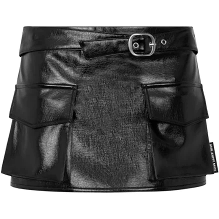 Leather Cargo Pocket Skirt