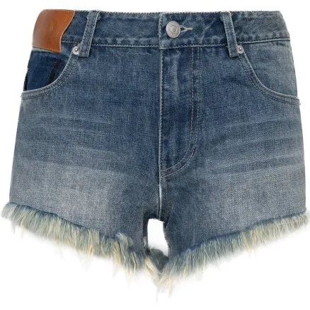Raw-Edge Denim Shorts