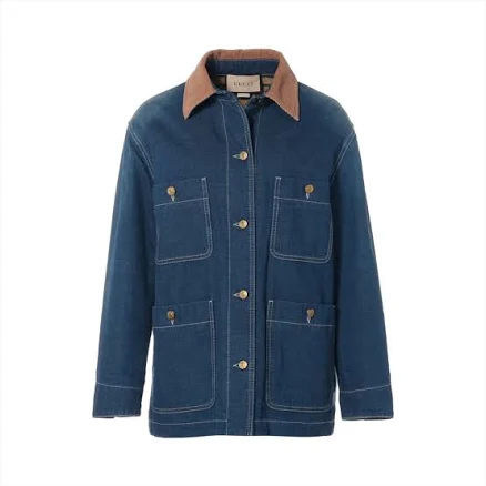 Gucci Corduroy-Trimmed Washed-Denim Jacket
