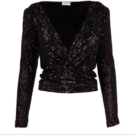 SAINT LAURENT Sequined Jersey Blouse