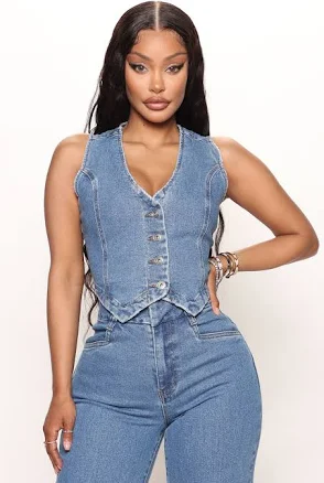 Fashion Nova Chaleco Western Showdown Denim Vest