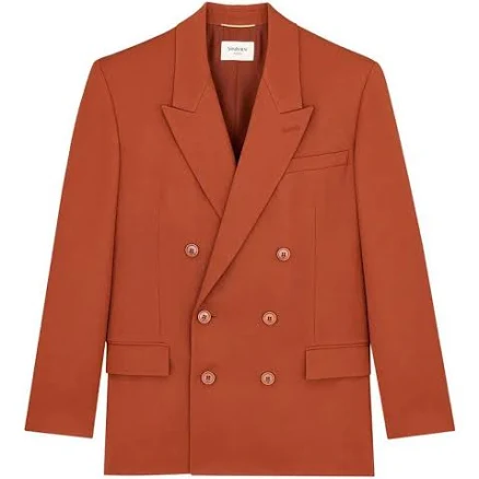 SAINT LAURENT Double-Breasted Jacket In Wool Gabardine