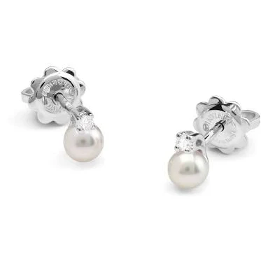 Damiani White Gold Diamond and Pearl Earrings