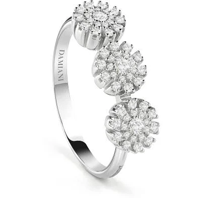 Damiani White-Gold Three Diamond Flower Ring