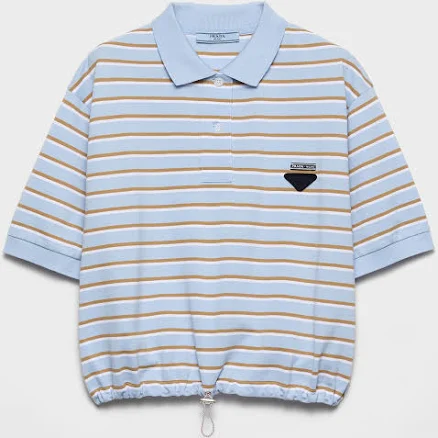 Prada Women's Cropped Striped Piqué Polo Shirt