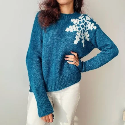 Knitting pattern | The SNOWFLAKE pullover | Christmas Sweater sweater pattern | topdown knitting beginner sweater knitting pattern
