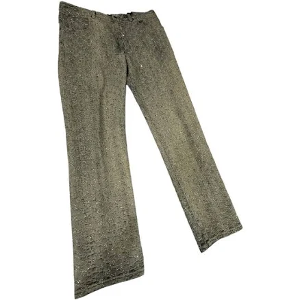 GUCCI Cotton GG Jacquard Crystal Embellished Jeans Size 34 US