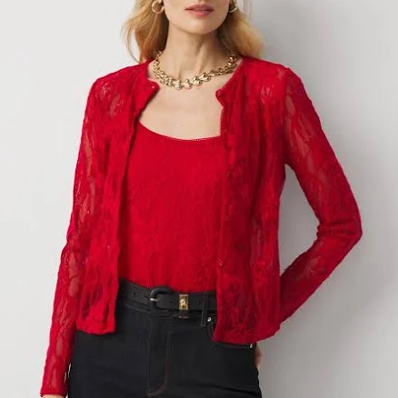 White House Black Market Women's Lace Cardigan