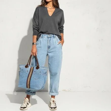 Upcycled Leather Denim Bag