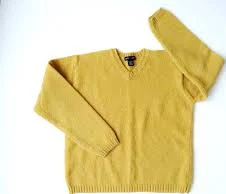 Vintage Mustard V-Neck Sweater, Shetland Wool, Women's Medium