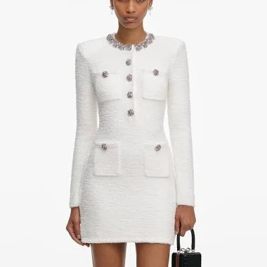 self-portrait mini Dress with jewel buttons