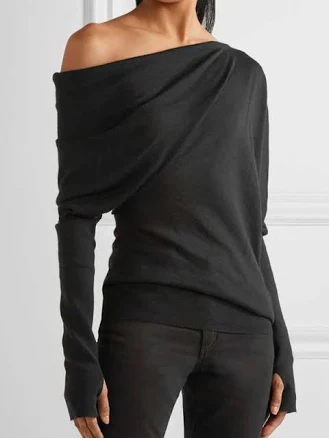 Urban Asymmetric One-Shoulder Long Sleeve T-Shirt