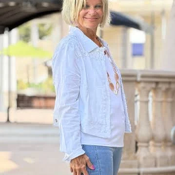 Embroidered Linen Blend Jacket