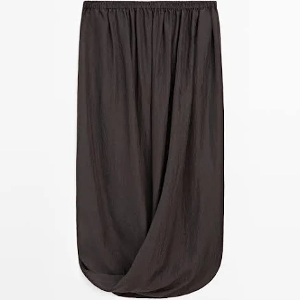 Massimo Dutti Shirred Waistband Midi Skirt