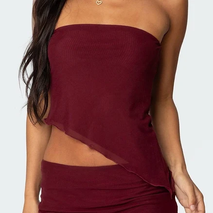 Edikted Women's Vivi Mesh Asymmetric Tube Top