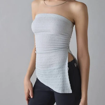 UO Afterparty Asymmetric Side-Slit Flyaway Tube Top