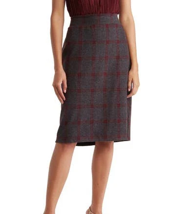 Renee C Plaid Pencil Skirt