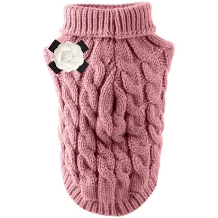 The Camellia Cable Knit Sweater Pink / XL