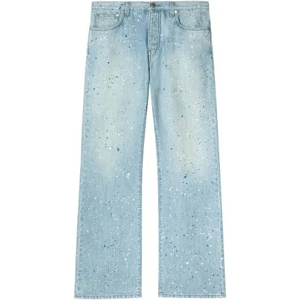 White Paint Splatter Straight Leg Jeans