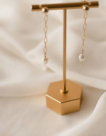 Luna & Jade Link + Pearl Drop Earrings