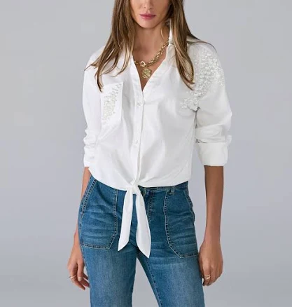 Boston Proper Pearl Embellished Button Up Shirt