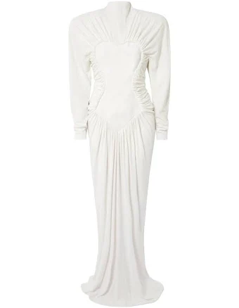 Stella Mccartney Mesh-paneled Ruched Crepe Gown - White
