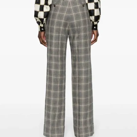 Gucci - Checked Linen-blend Twill Tailored Trousers - Womens - Grey Multi