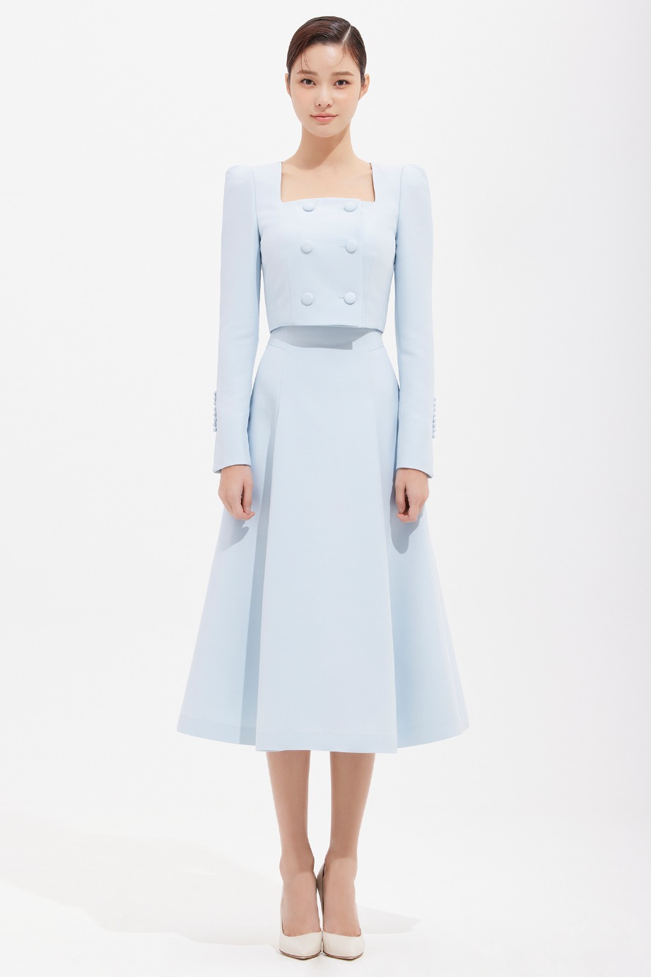 Wool Silk Pleats Flare Skirt