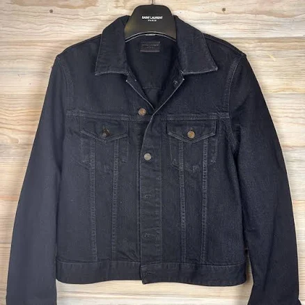 SAINT LAURENT Men's Slim-Fit Distressed Denim Jacket