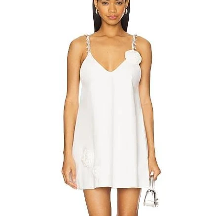 Area Crystal Rosette Poplin Mini Dress