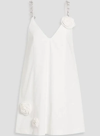Floral- Appliquéd Crystal-embellished Mini Dress