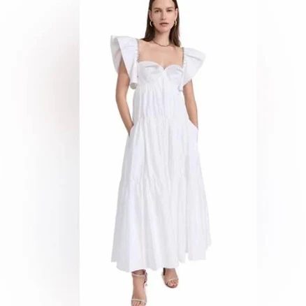 AREA Women's Crystal Trim Poplin Mini Dress