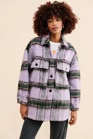 Grey Lab Oversized Plaid Shirt Jacket
