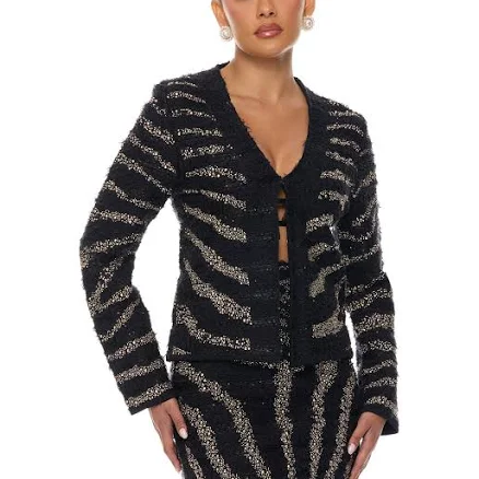 Fashion Nova Meagan Embellished Tweed Jacket