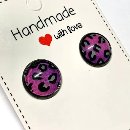 Ombré Animal Print Cabochon Earrings