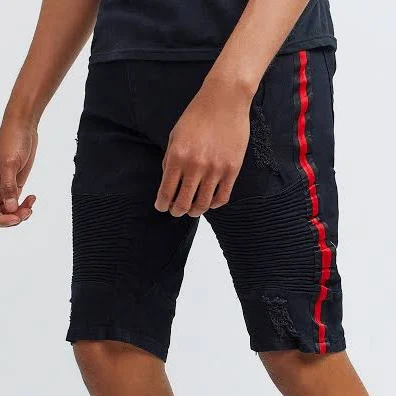 Dunham Side Stripe Moto Denim Shorts