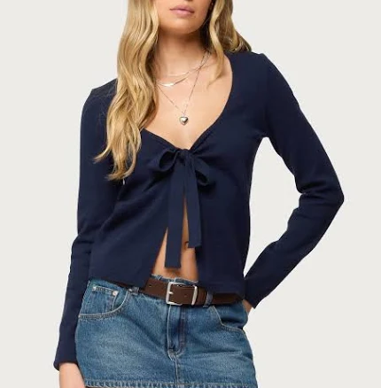 Edikted Women's Demi Tie Front Knit Cardigan
