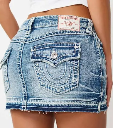 True Religion Women's Sadie Super T Flap Mini Skirt