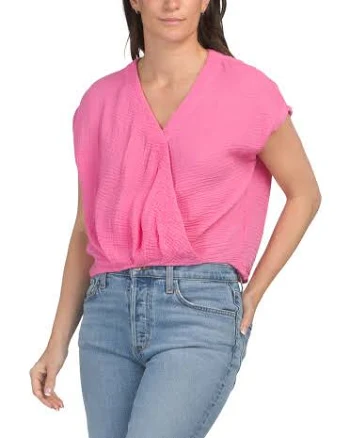Evie Women's Faux Wrap Cotton Top
