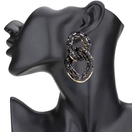 Stone Embellished Link Evening Earrings