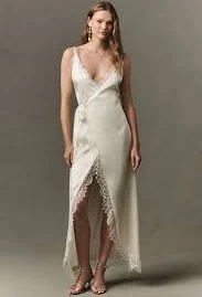 Mare Mare Lace Asymmetric Slip Maxi Dress