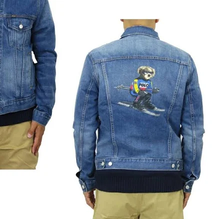 Polo Ralph Lauren Men's Alpine Racing Polo Ski Bear Denim Trucker Jacket