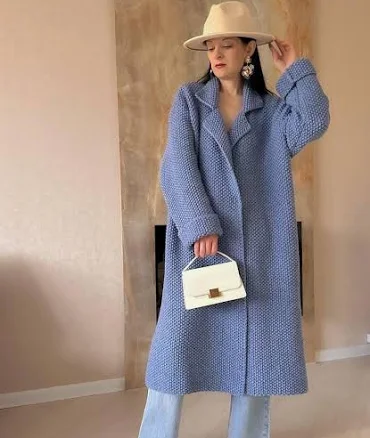 Women's Double Breasted Chunky Knit Wool Sweater Coat