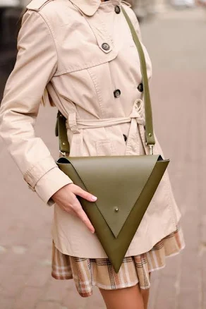 Genuine Leather Triangle Crossbody Bag